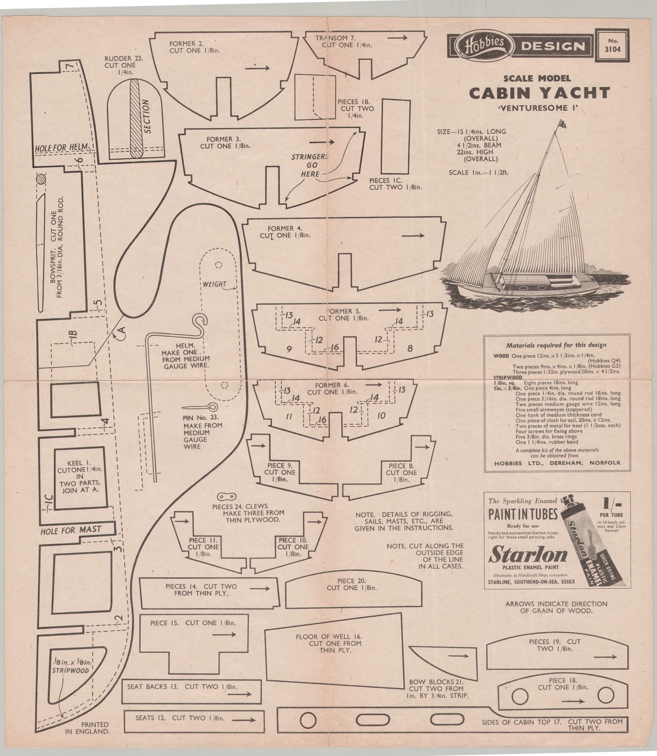 plan de Voilier de bassin The Venturesome